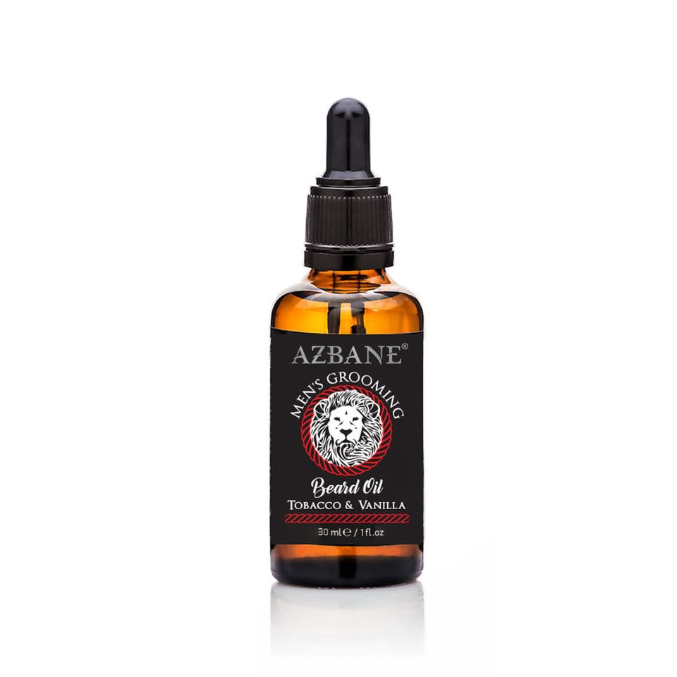 KENZADI Vanilla & Tobacco Scented Beard Oil with Argan Oil Base - 30ml (1oz) for an Oriental Spicy Woody Gourmand Experience