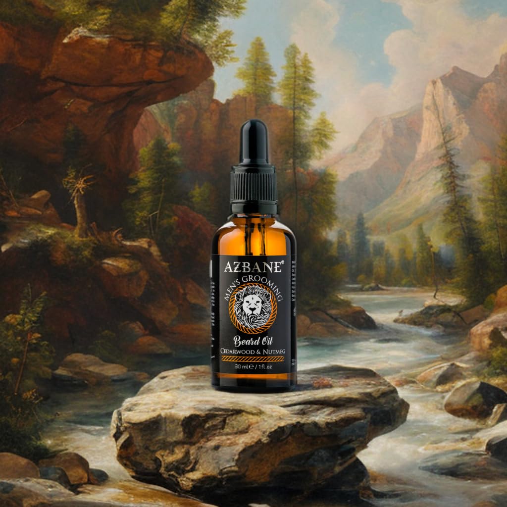 KENZADI Premium Argan Oil based Beard Oil - Cedarwood & Nutmeg Scented for Luxurious Beard Care, Woody Spicy, 30ml, 1oz