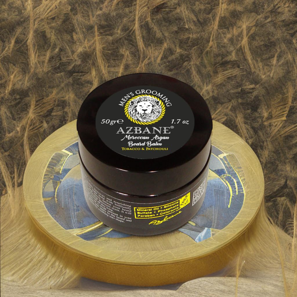 Tobacco & Patchouli Scented Beard Balm - Azbane Moroccan Argan Oil Formula