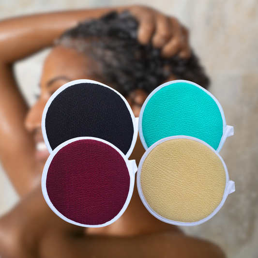 Moroccan Kessa Exfoliating Face Glove Set of 2 - Traditional Deep Cleansing for Skin Exfoliation & Dead Skin Removal (Garnet, Light Green, Beige, Black)