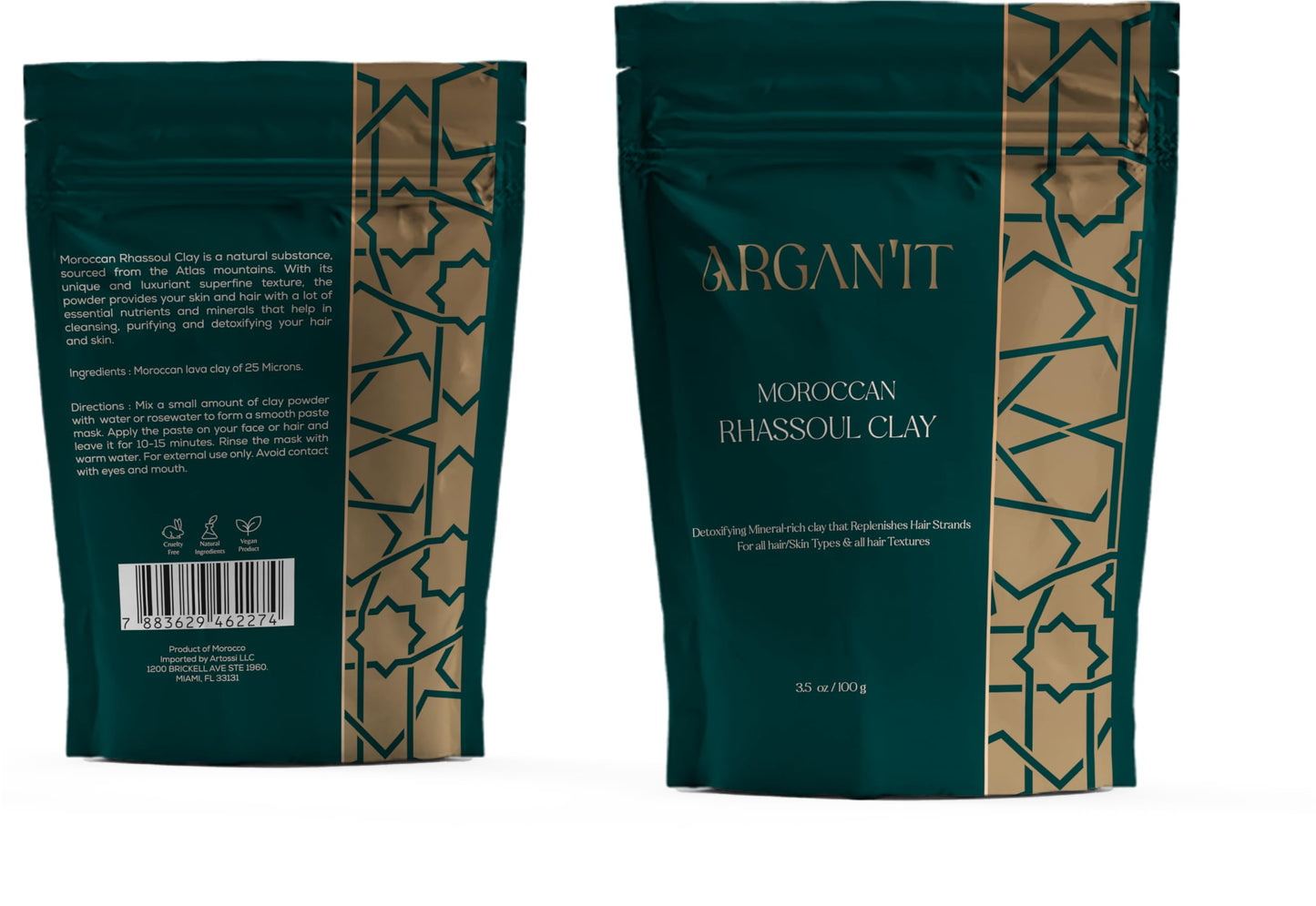 Moroccan Red Rhassoul Clay - Skin care mask for deep cleansing,nourishing,detoxifying| Hair Cleanser and nourishing
